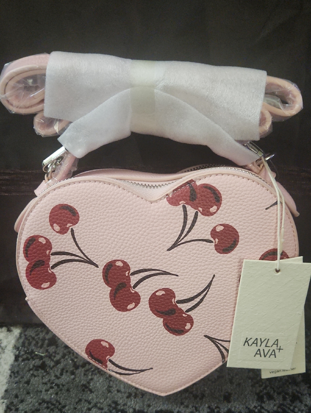 Pink Heart Cherry Print Shoulder/hand Bag